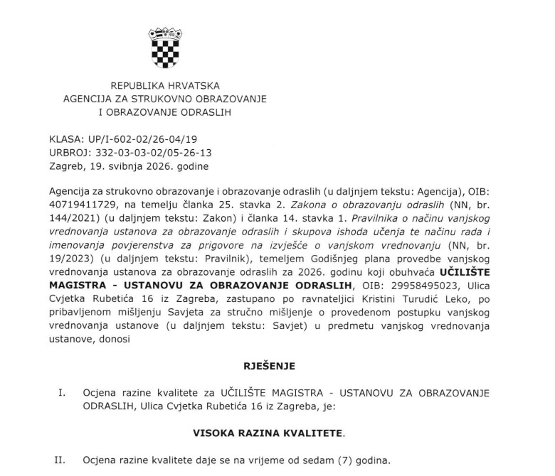 Dokument o vrednovanju obrazovne ustanove
